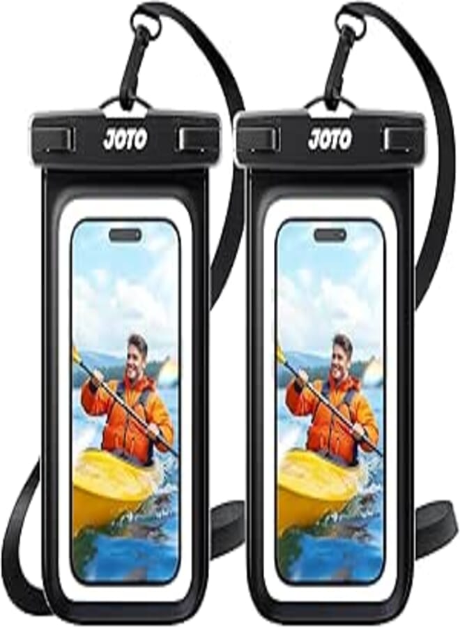 JOTO Waterproof Phone Pouch IPX8 Universal Waterproof Case Dry Bag Phone Protector for iPhone 16 15 14 13 12 11 Pro Max Plus XS XR X 8 Galaxy S23 S22 S21 S20 Pixel Up to 7" -2 Pack, Black
